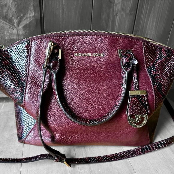 Michael Kors Burgundy and Multicolor Satchel - Picture 2 of 5